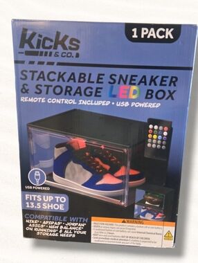 Kicks & Co. Stackable Sneaker Storage Led Box Magnetic Shoe Display Case US 13.5